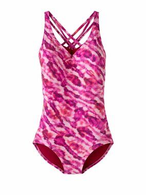 Speedo Pink Abstract Cross Back One Piece Swimsuit